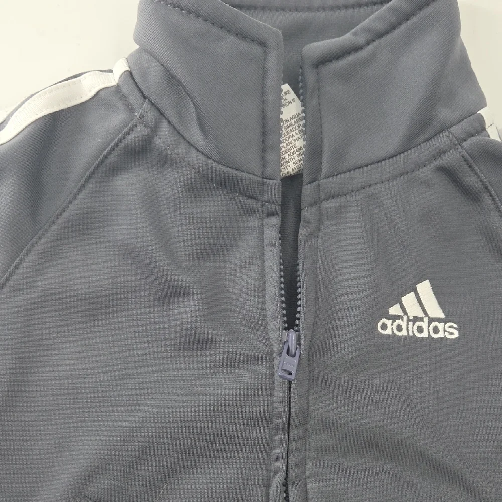 Adidas Kids Tracksuit - Dark Gray with White Stripes